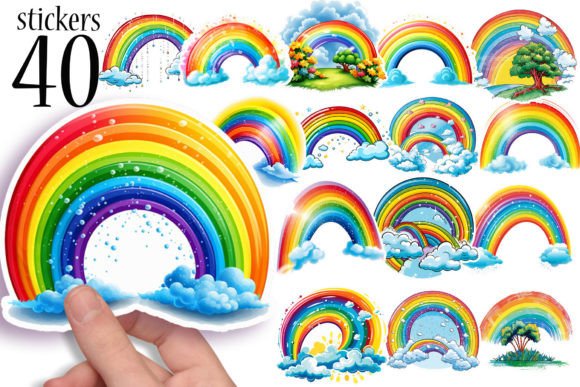 Download Digital Stickers - Rainbow Printables - Digital sticker Collection