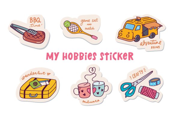 Download Cute Digital Sticker Set, Hobbies Theme - Digital sticker Collection