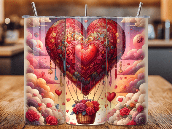 Download Boho Heart Hot Air Balloon Tumbler Wrap - Boho heart Collection