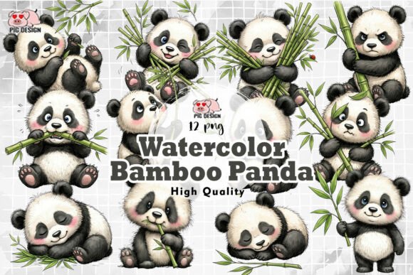 Download Watercolor Bamboo Panda PNG - Panda Collection