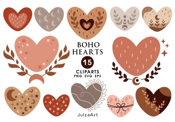 Download Boho Heart Clipart, Valentines Day - Boho heart Collection