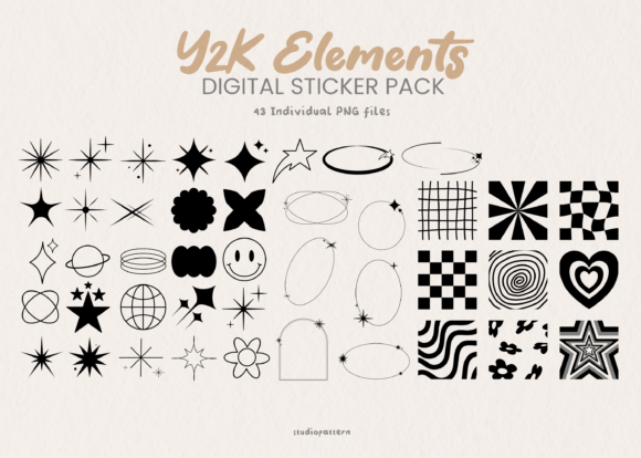 Download Y2K Elements Digital Sticker Pack - Digital sticker Collection