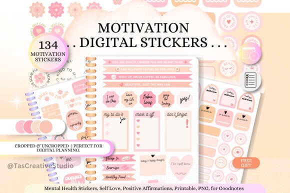 Download Pink Mental Health Digital Stickers Set - Digital sticker Collection