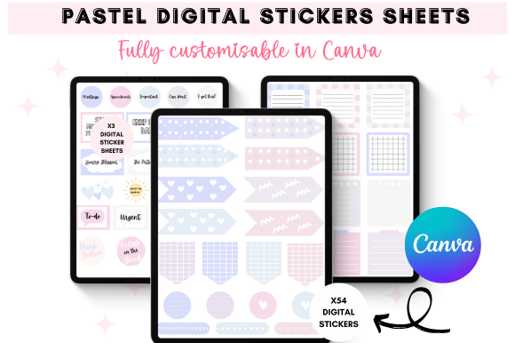 Download Pastel Canva Digital Stickers - Digital sticker Collection