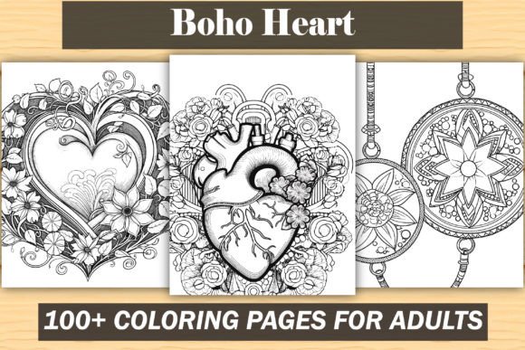 Download Boho Heart Coloring Book for Adults - Boho heart Collection