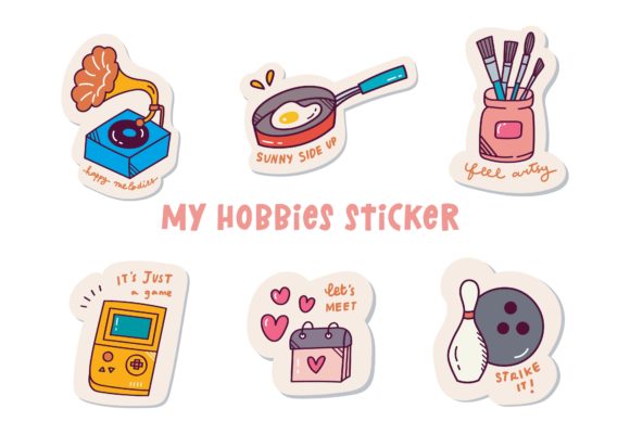 Download Cute Digital Sticker Set, Hobbies Theme - Digital sticker Collection