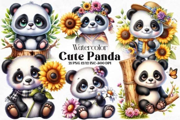 Download Cute Panda Clipart Bundle - Panda Collection