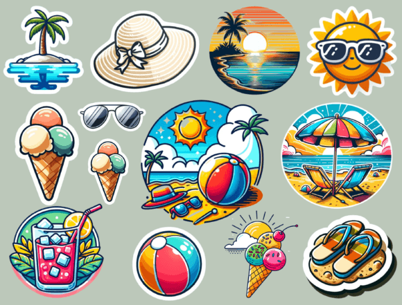 Download Summer Stickers, Digital Stickers - Digital sticker Collection