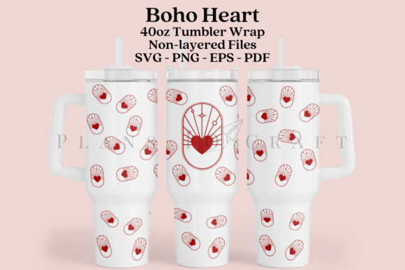 Download Boho Heart Valentine 40oz Tumbler Wrap - Boho heart Collection