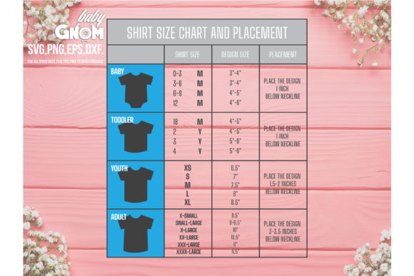 Download T-Shirt Size Chart and Placement - Placement Collection
