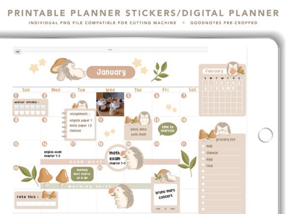 Download Cute Hedgehog Digital Stickers Planner - Digital sticker Collection