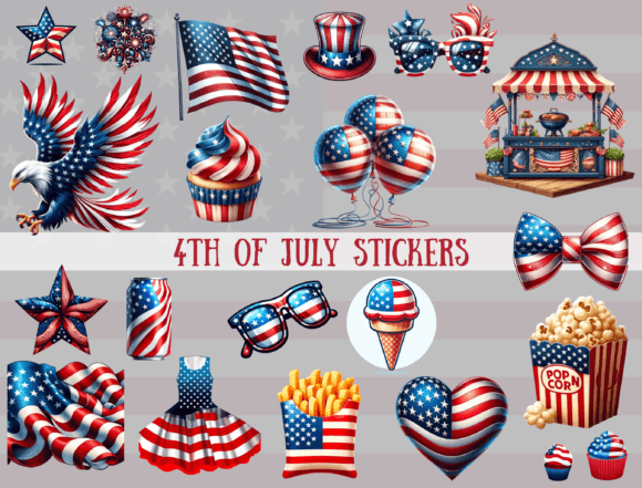 Download 4th of July Stickers, Digital Stickers - Digital sticker Collection