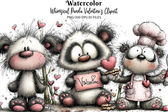Download Whimsical Panda Valentine's Clipart - Panda Collection