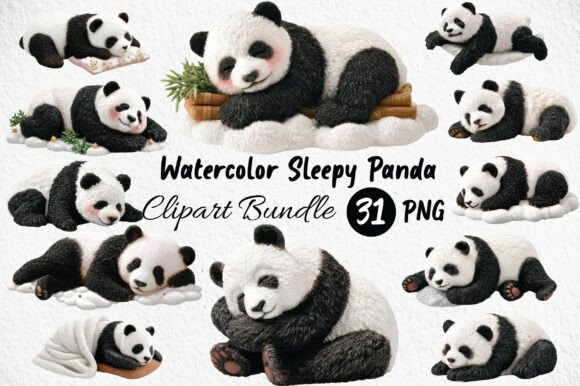 Download Watercolor Sleepy Panda Clipart - Panda Collection