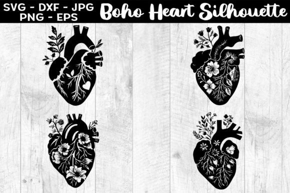 Download Boho Heart Silhouettes SVG EPS PNG - Boho heart Collection
