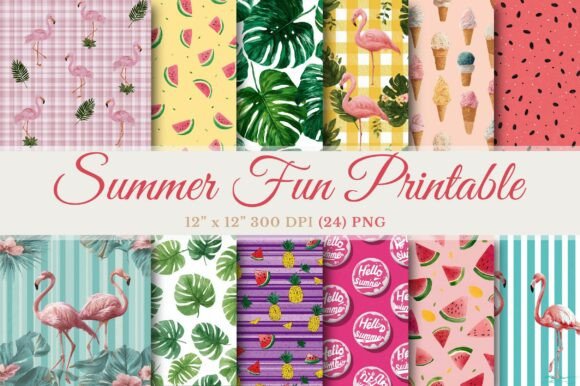 Download SUMMER FUN Printable Digital Paper - Printable digital paper Collection