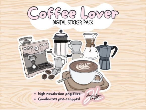 Download Coffee Lover Digital Sticker Pack - Digital sticker Collection