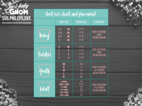 Download T-Shirt Size Chart and Placement - Placement Collection