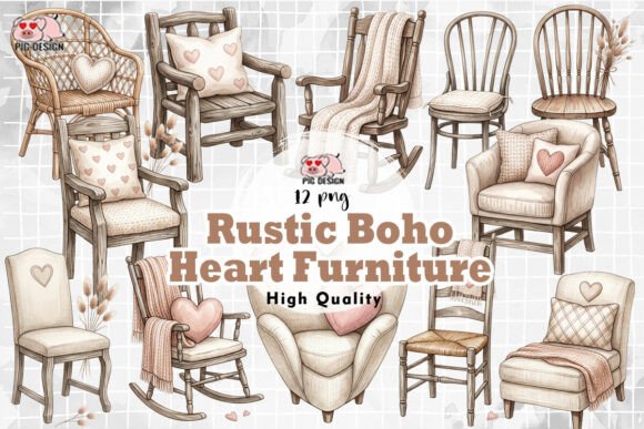 Download Rustic Boho Heart Furniture PNG - Boho heart Collection